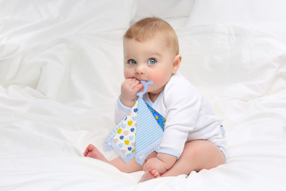 Jucarie dentitie cu paturica pathwork BabyJem (Culoare: Albastru)
