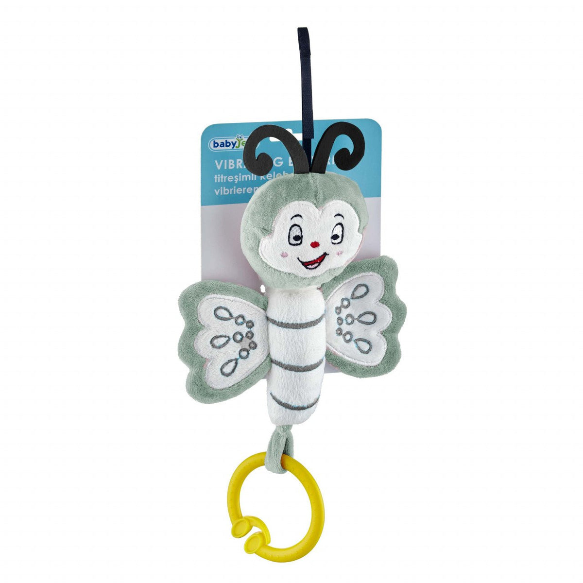 Jucarie din plus cu vibratii pentru bebelusi Fluture, 6 luni+, BabyJem (Culoare: Roz)