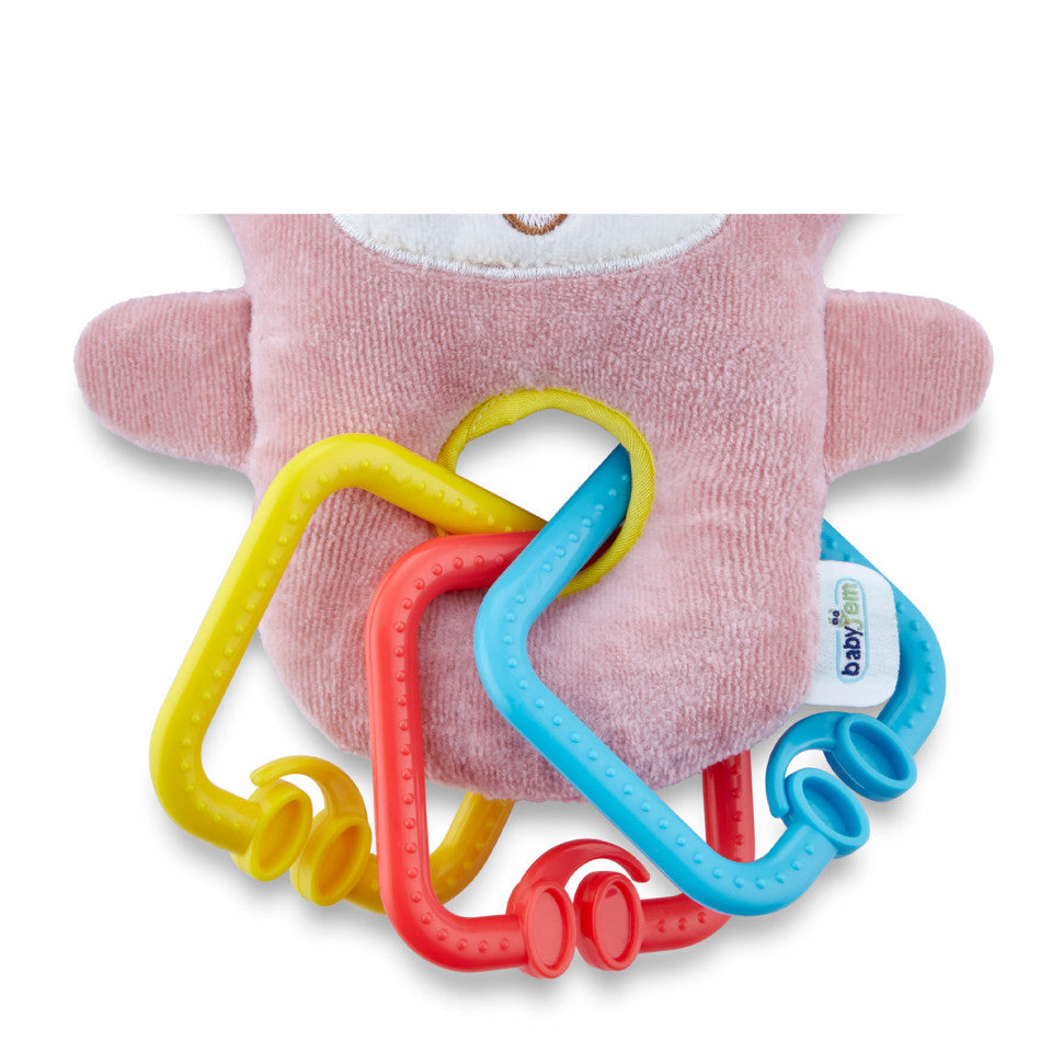 Jucarie din plus pentru bebelusi cu inele dentitie Funny Monkey BabyJem (Culoare: Bleu)