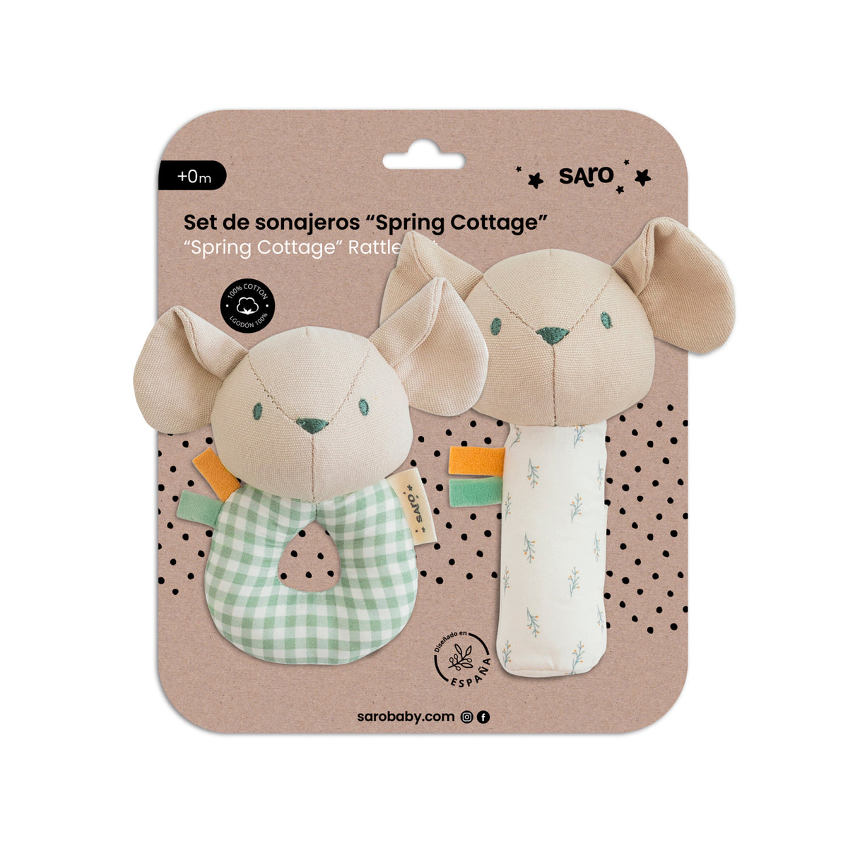 Zornaitoare soricel Saro Baby , zSpring Cottage , Bumbac, Mech-Mech E i Taggies 0M+