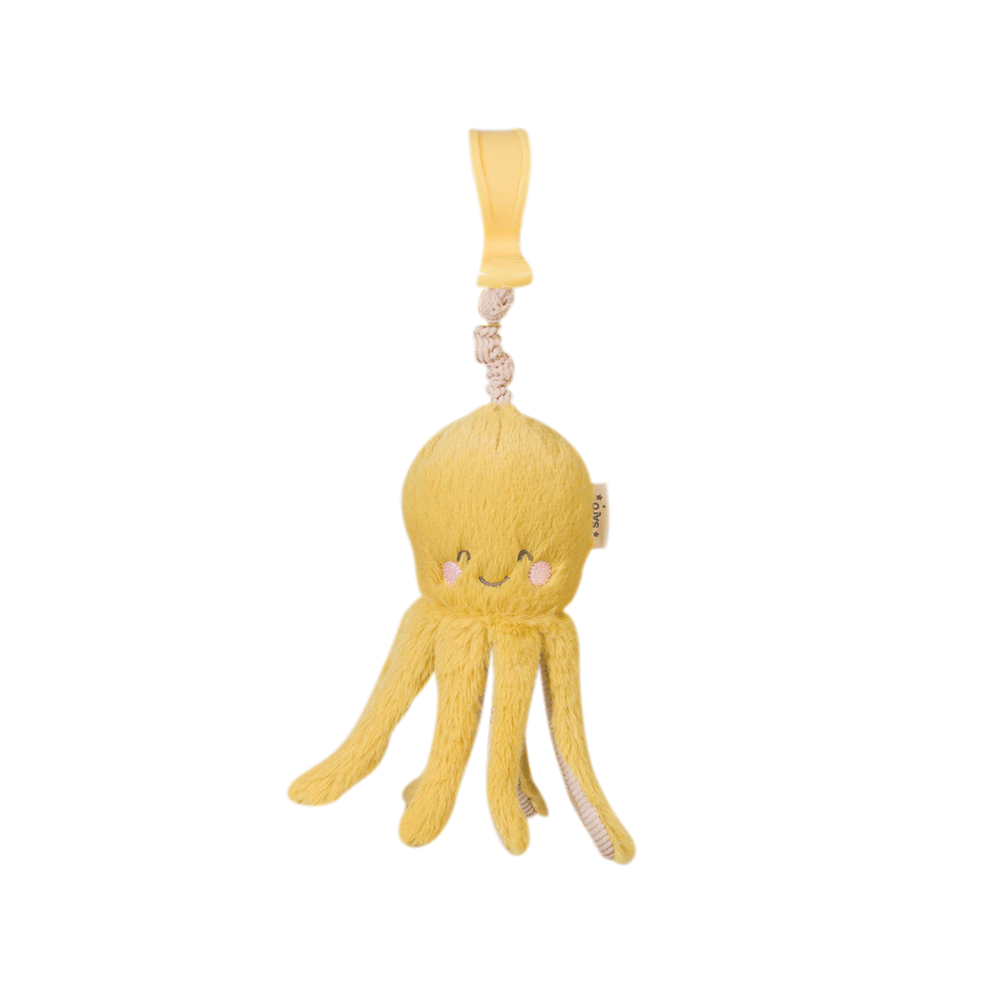 Jucarie zornaitoare din plus, agatatoare, design Ocean Life, Caracatita, Mustard