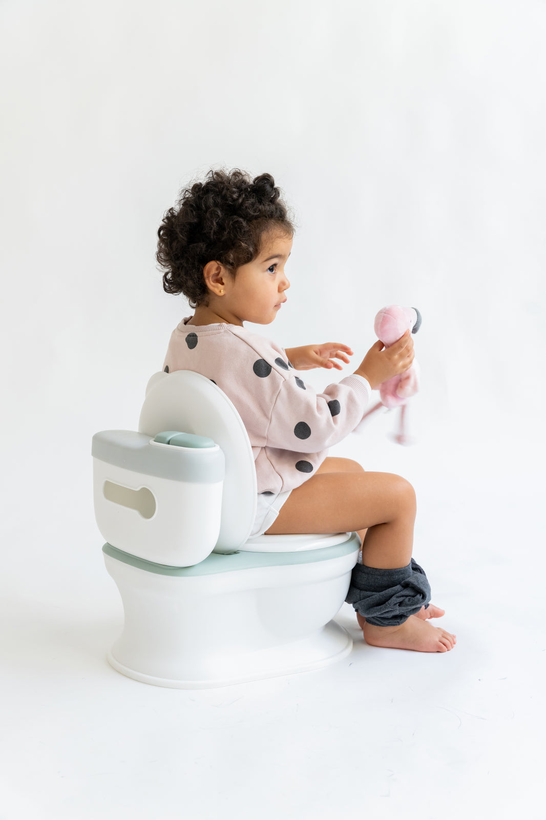 Olita de tip WC, muzicala, alb si rose
