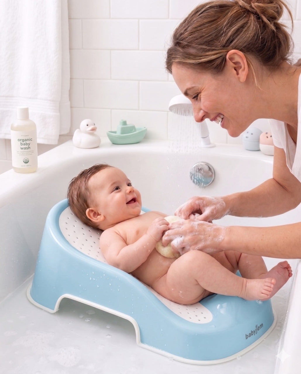 Suport pentru baie Soft Touch BabyJem, Bleu