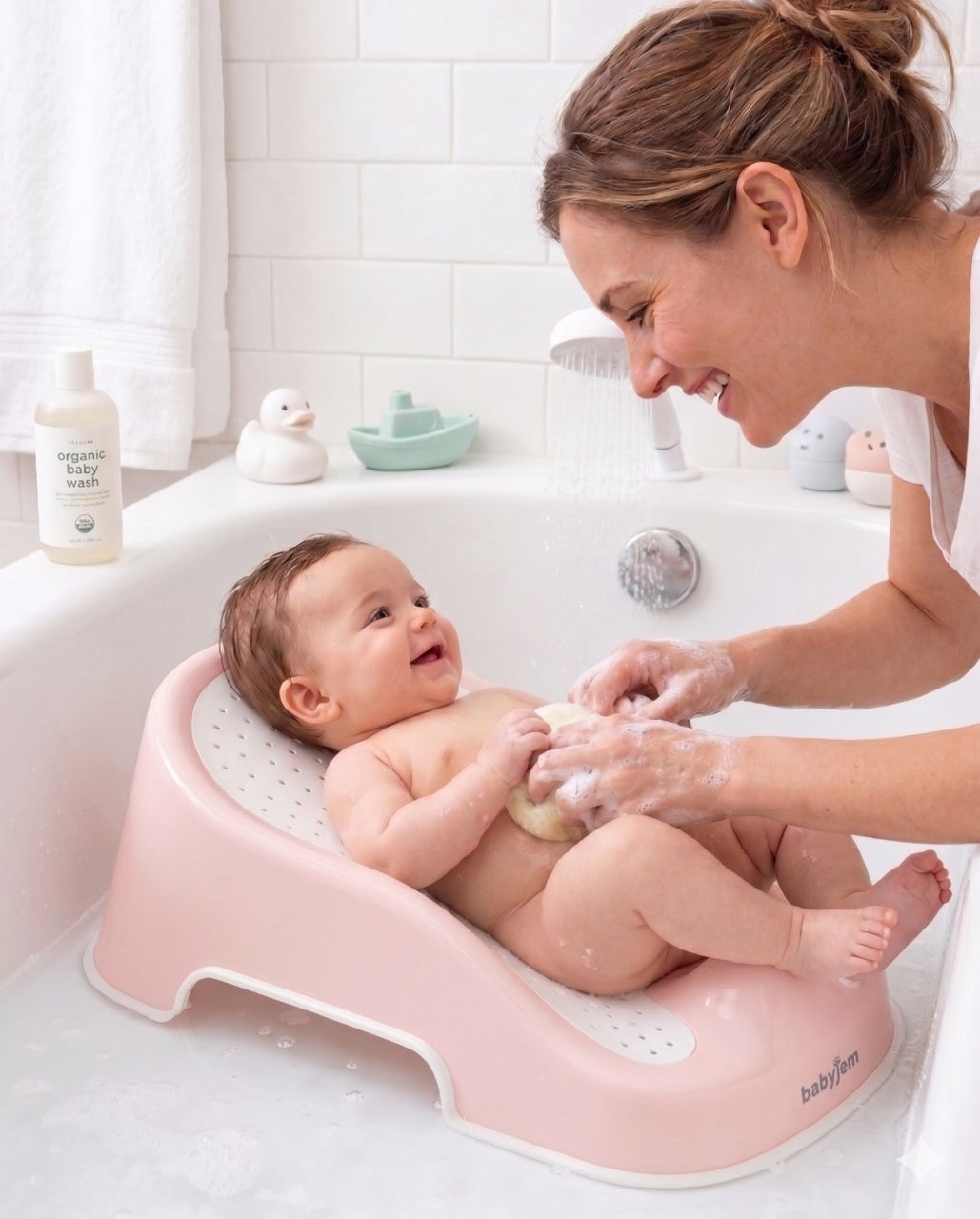 Suport pentru baie Soft Touch BabyJem, Roz