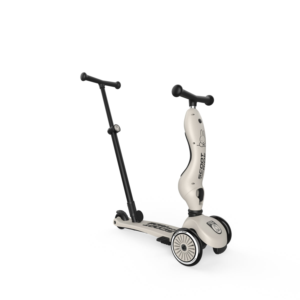 Trotineta copii 3in1 premium Scoot Ride HighwayKick 1 Push and Go Miffy, cu E ezut E i maner pentru parinte, sistem anti-rasturnare, 1, 5 ani (max. 50 kg)