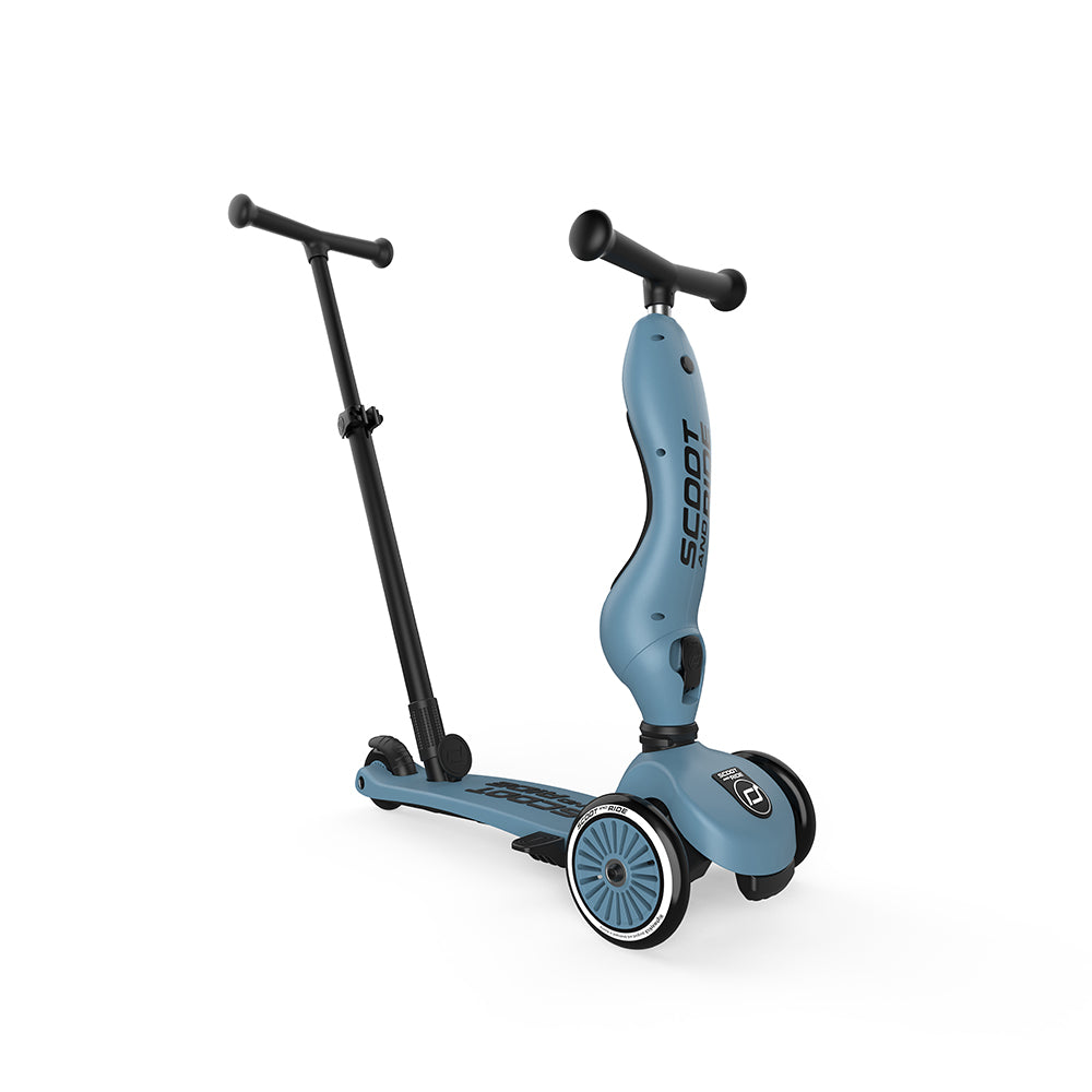 Trotineta copii 3in1 premium Scoot Ride HighwayKick 1 Push and Go Steel, cu E ezut E i maner pentru parinte, sistem anti-rasturnare, 1, 5 ani (max. 50 kg)