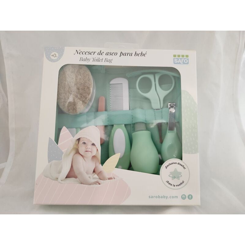 Trusa portabila de ingrijire a bebelusilor Saro Baby, Pentru siguranta si igiena bebelusului, cu toate necesare, 0 luni+, Mint