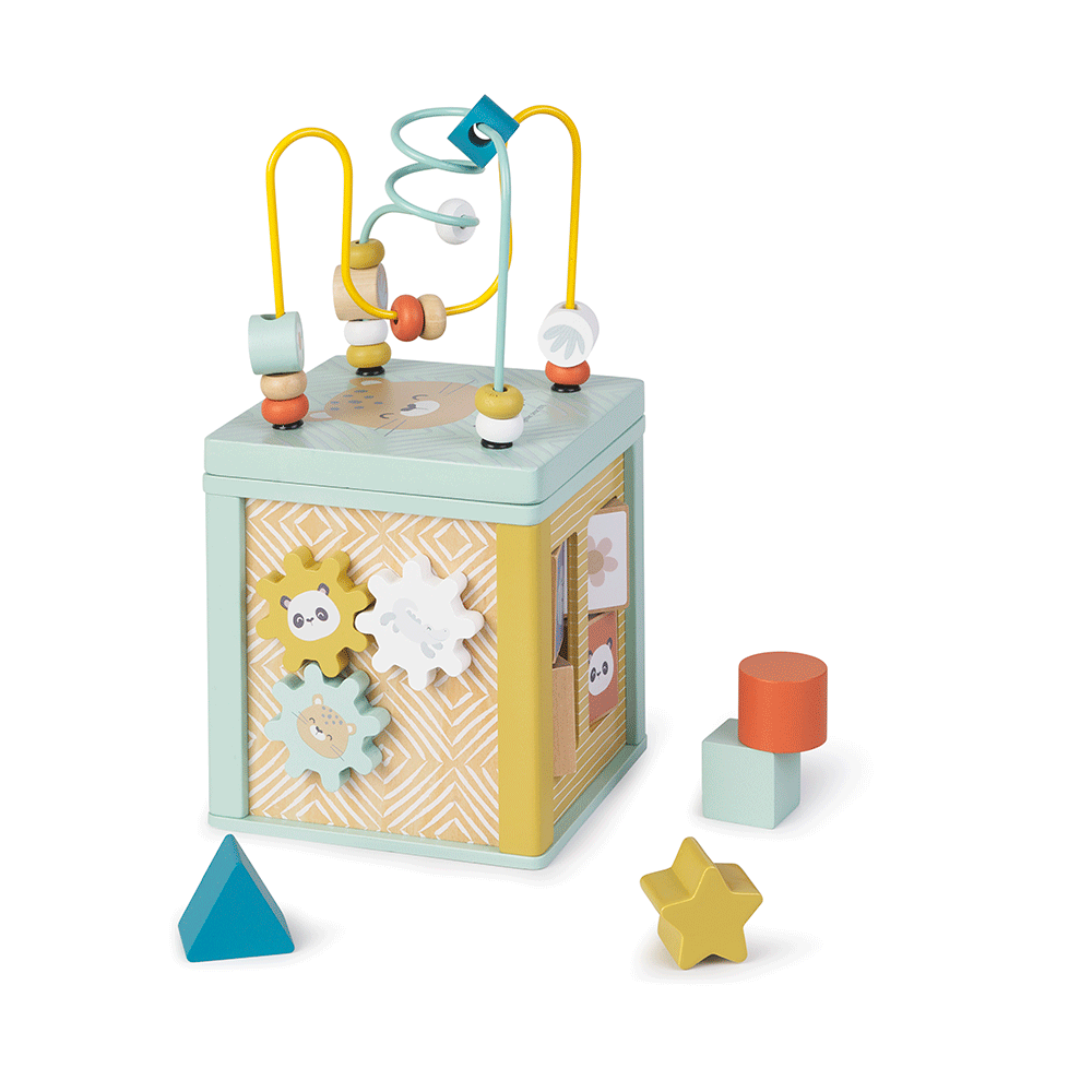 Cub de Activitati Saro Baby ,   Lemn FSC, 6 Fete Interactive   Motricitate Fina 12M+
