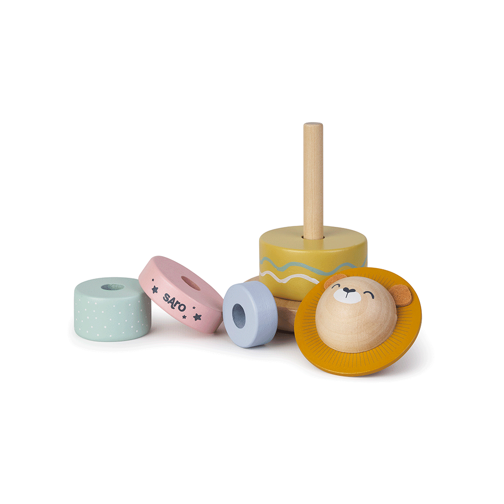 Piramida de Stivuire cu Inele Saro Baby ,   Lemn FSC Certificat   Coordonare E i Motricitate 12M+