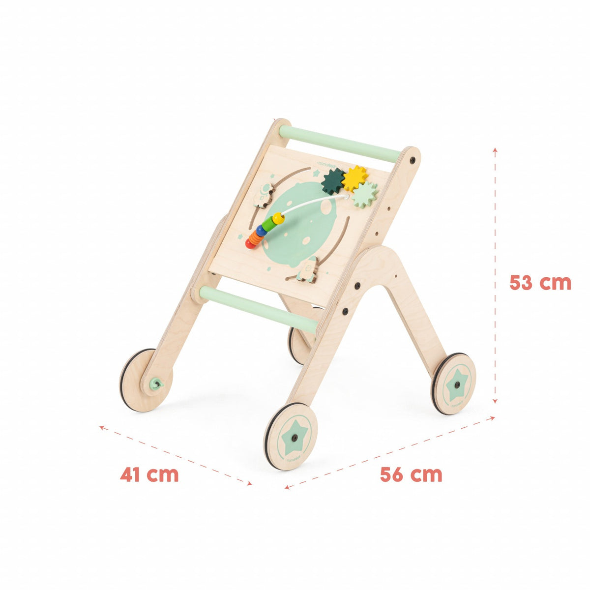 Antepremergator din lemn 4 in 1 MamaToyz cu masuta de activitati,