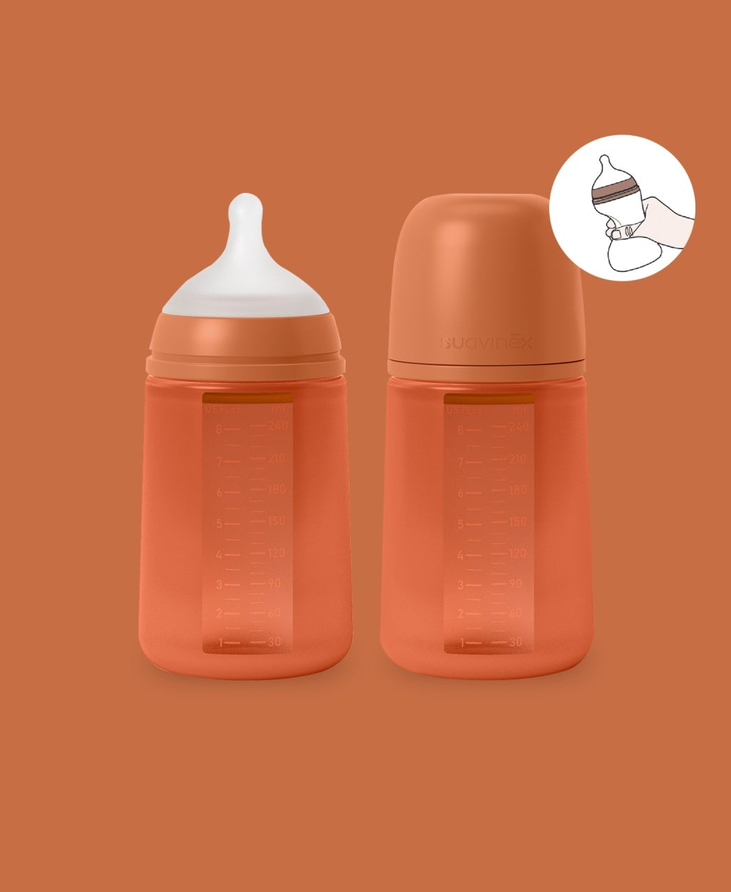 Biberon din silicon, 240ml, Colour Essence SX Pro debit mediu, rosu