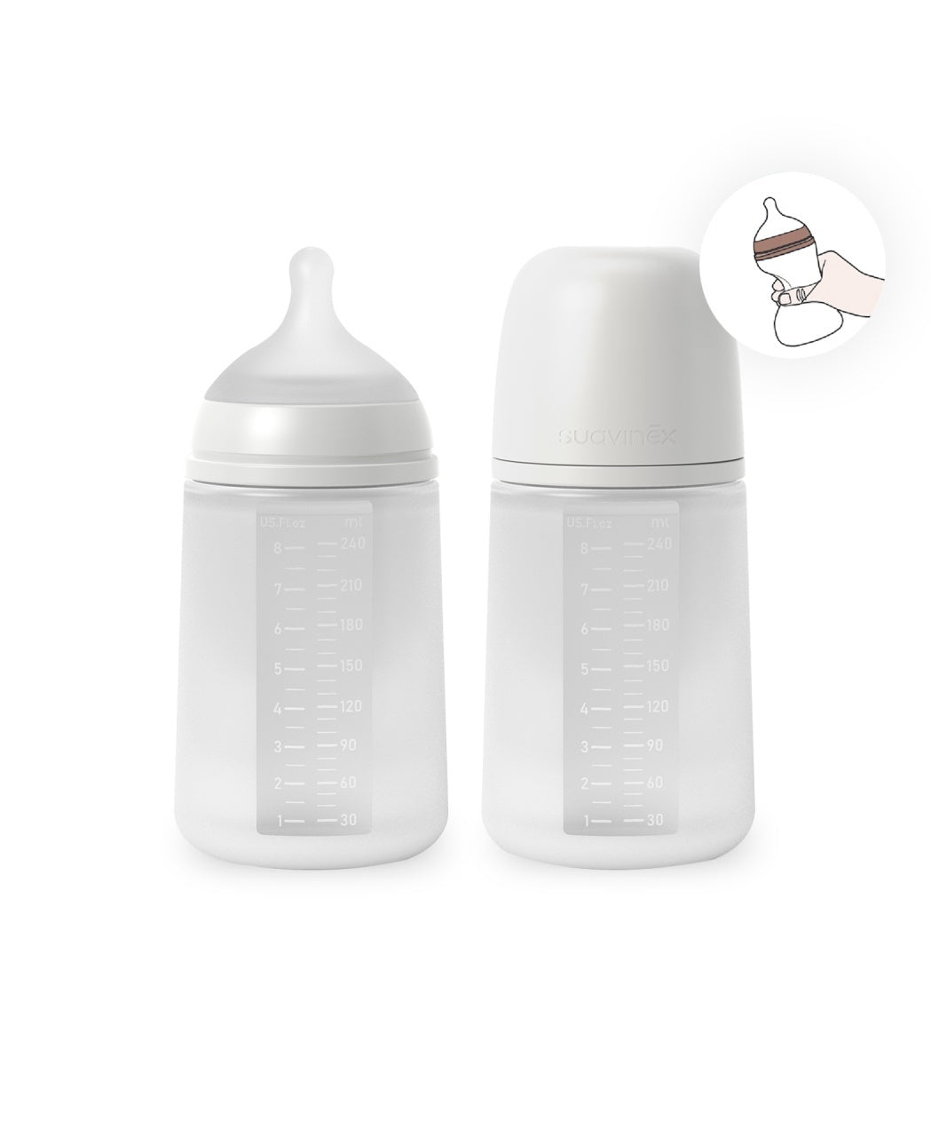 Biberon din silicon, 240ml, Colour Essence SX Pro debit mediu, transparent