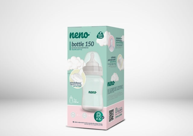 Biberon Neno 150 ml cu tetina silicon, anti-colici, debit lent
