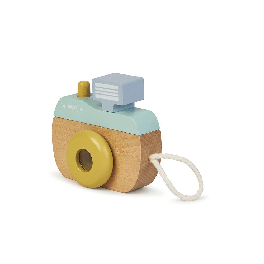 Camera Foto cu Caleidoscop Saro Baby ,   Jucarie din Lemn FSC, Menta  Joc de Imitatie 24M+