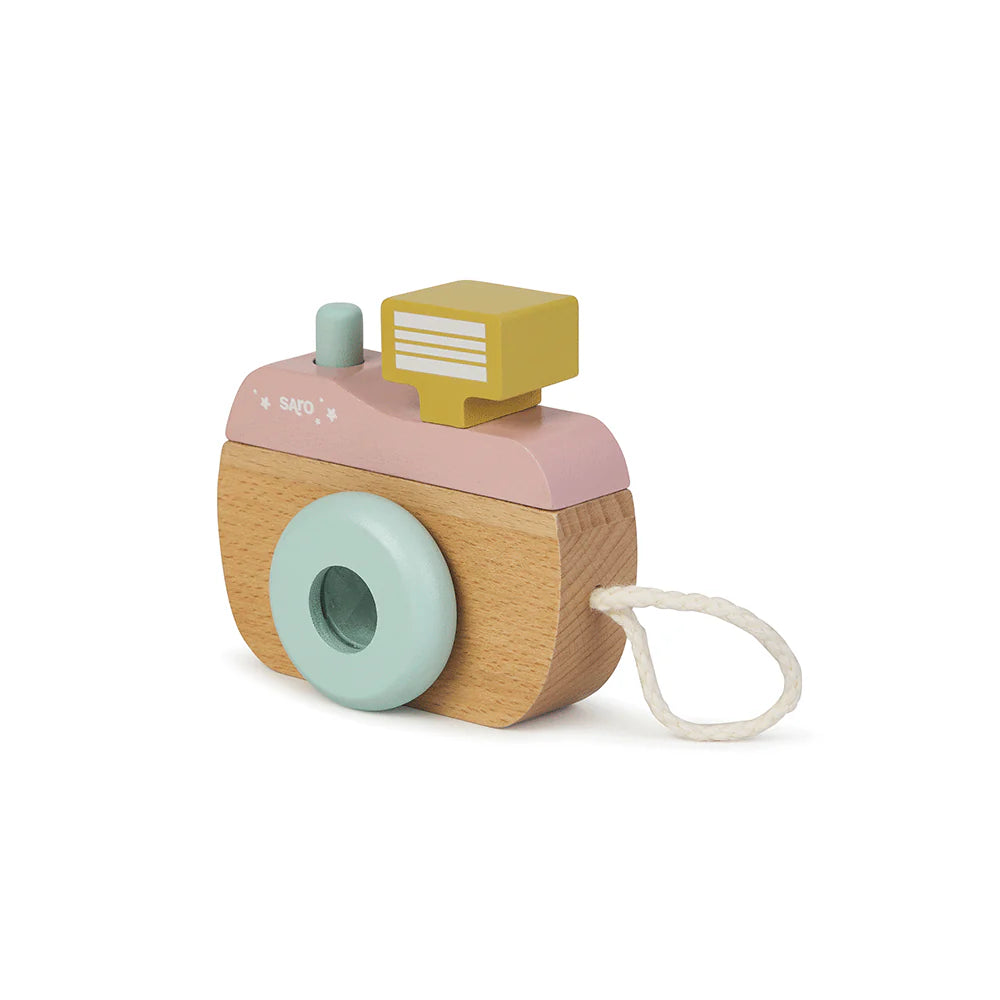 Camera Foto cu Caleidoscop Saro Baby ,   Jucarie din Lemn FSC, Roz   Joc de Imitatie 24M+