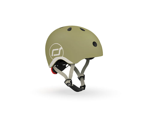 Casca Protectie Copii Scoot  Ride Olive ,   Inchidere Magnetica, LED Spate, Ventilatie 11 Orificii, 240g   XXS-S 45-51cm 1A+