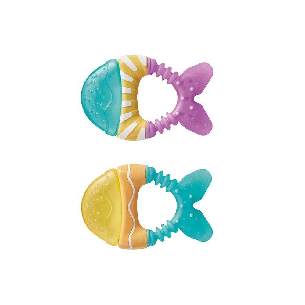 Jucarie dentitie cu apa, set 2 bucati,   Little Fish   - Mint   Violet