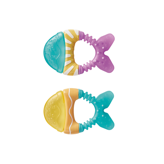 Jucarie dentitie cu apa, set 2 bucati,   Little Fish   - Mint   Violet