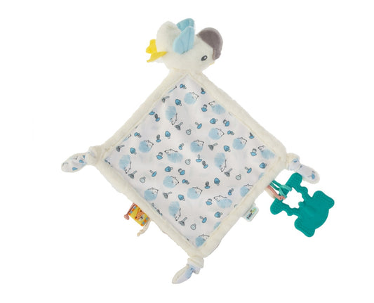Jucarie dentitie cu paturica pathwork Bird, BabyJem, alb