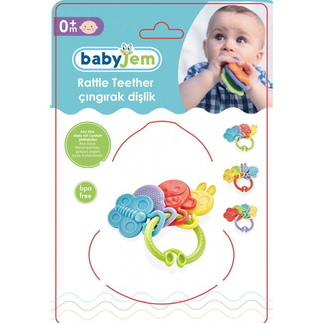Jucarie dentitie Rattle Teether BabyJem (Culoare: Bleu)