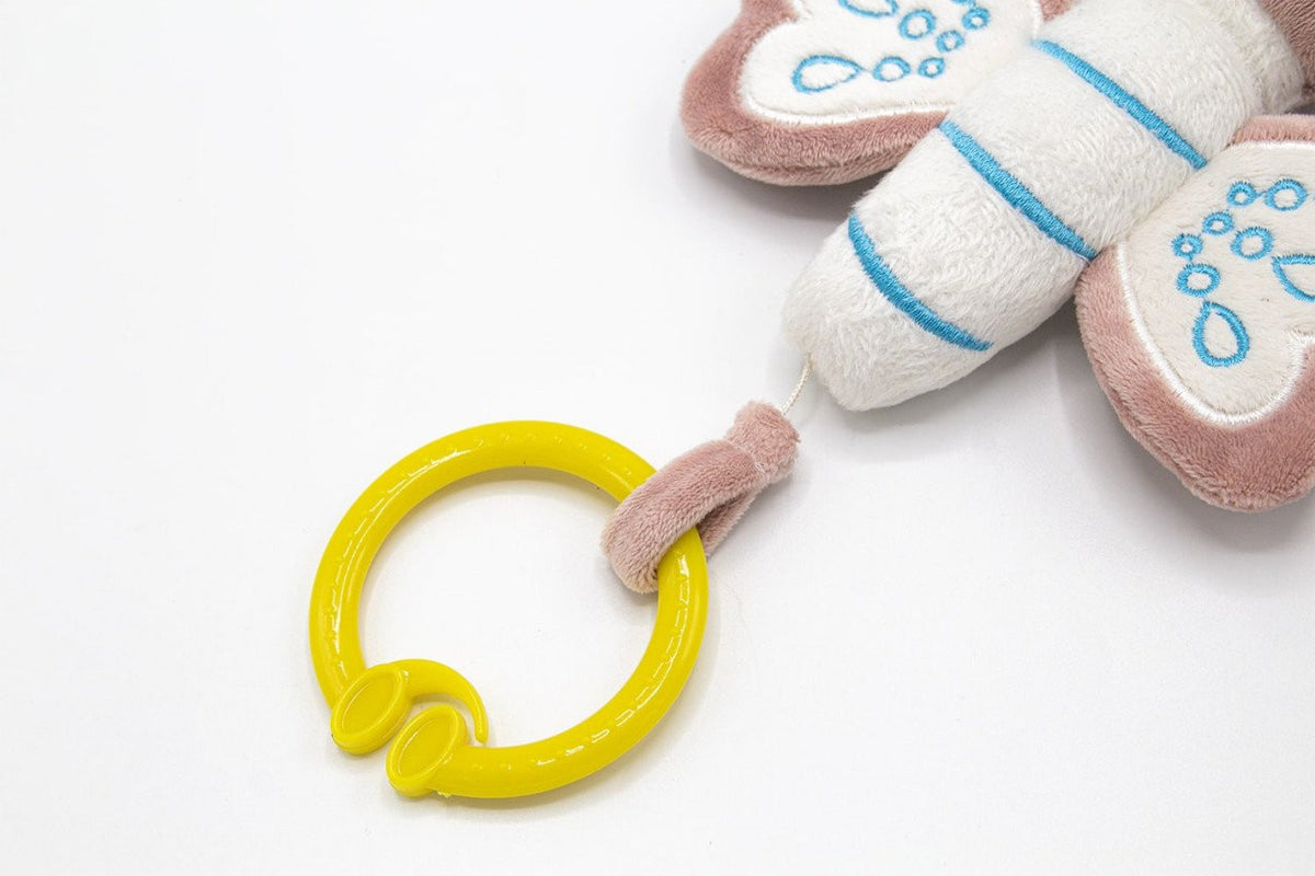 Jucarie din plus cu vibratii pentru bebelusi Fluture, 6 luni+, BabyJem (Culoare: Roz)