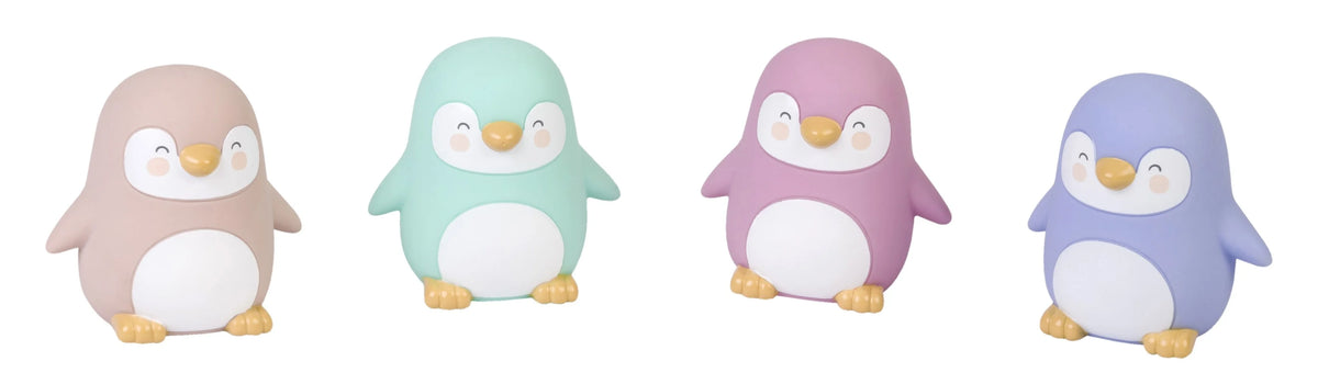 Set 4 Jucarii de Baie Pinguini Penguins Party, Fara Gauri, Fara BPA Ftalati, Sigure pentru Dentitie