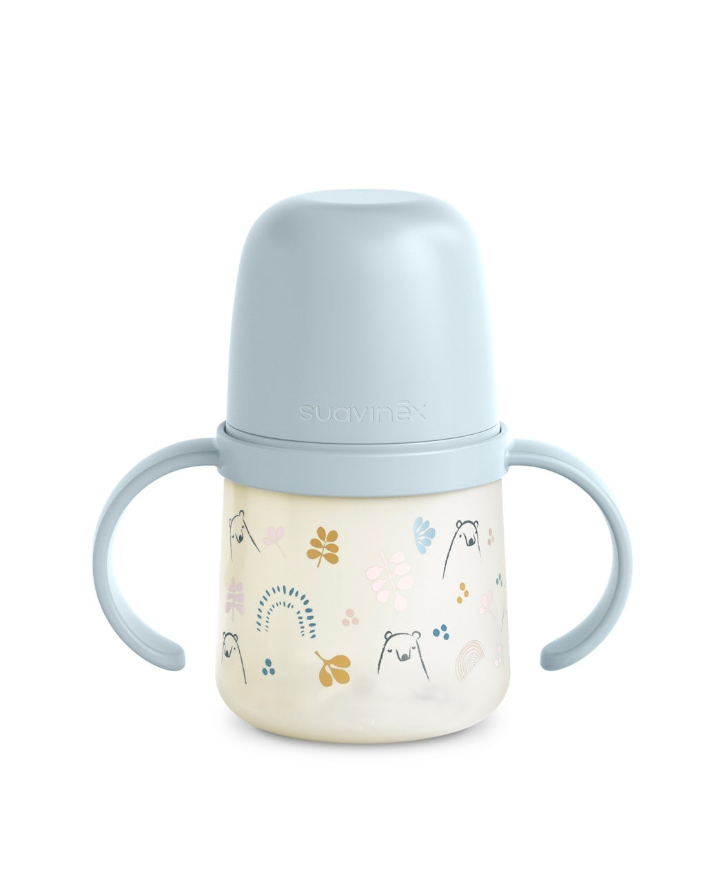 Prima cană cu muștiuc din silicon 150 ml, +4l, Bears, albastru, Suavinex