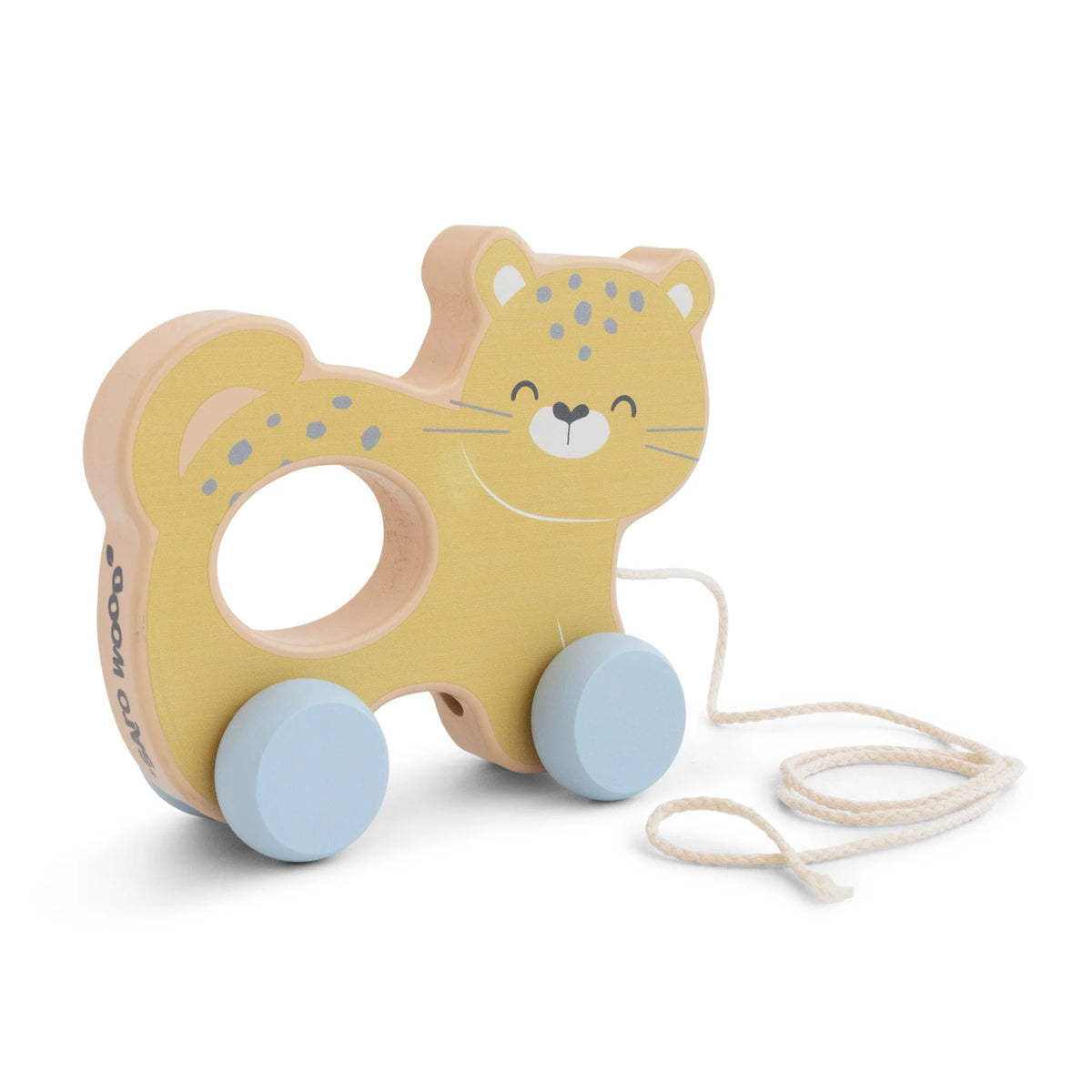Jucarie de Tras Pull Along Ghepard Saro Baby ,   Lemn FSC, Funie Bumbac   Primii PaE i 12M+