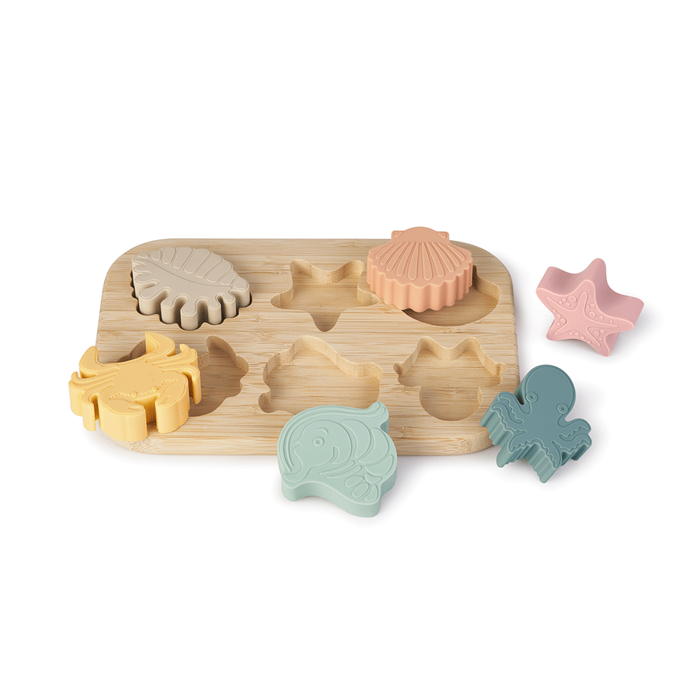 Puzzle Sea Life Saro Baby ,   Silicon Alimentar E i Bambus, Dentitie   Forme E i Culori 9M+