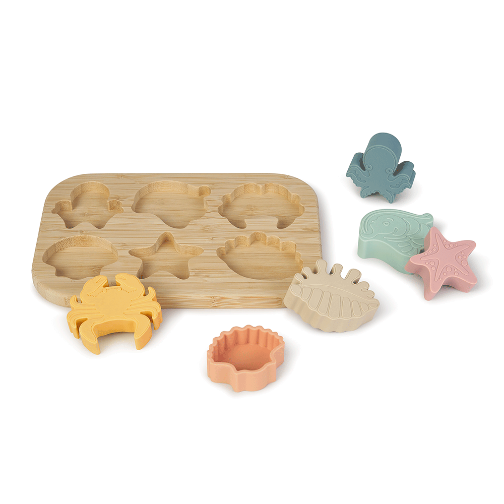 Puzzle Sea Life Saro Baby ,   Silicon Alimentar E i Bambus, Dentitie   Forme E i Culori 9M+