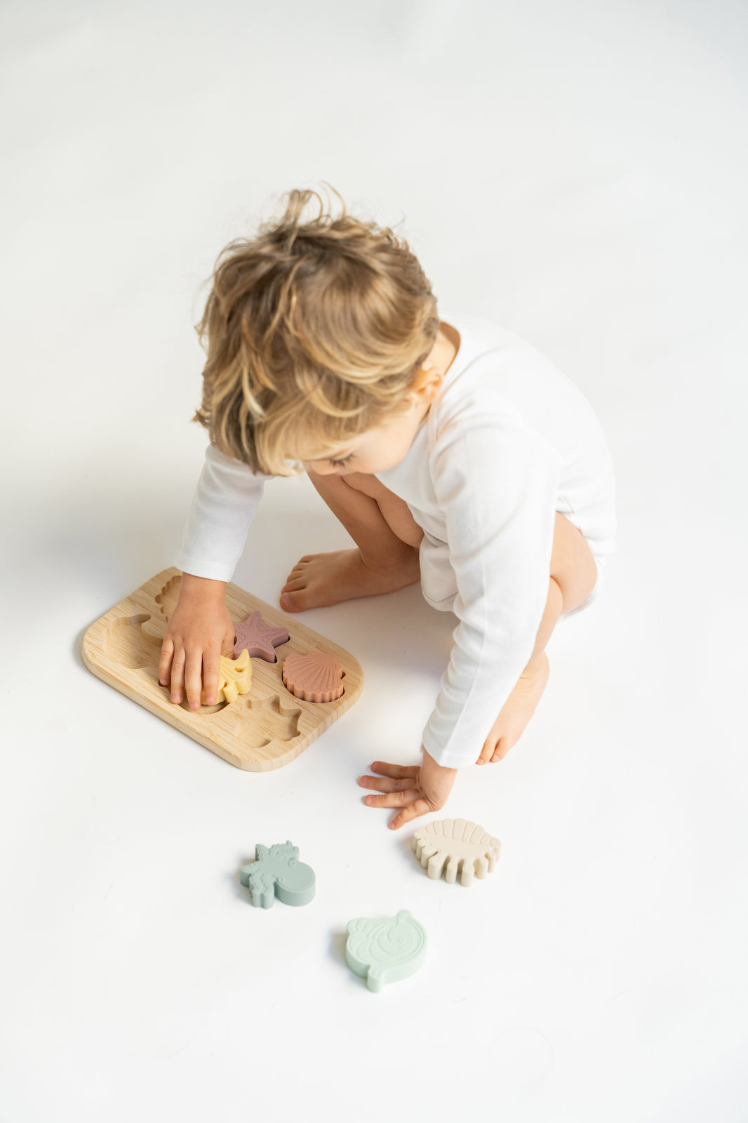 Puzzle Sea Life Saro Baby ,   Silicon Alimentar E i Bambus, Dentitie   Forme E i Culori 9M+