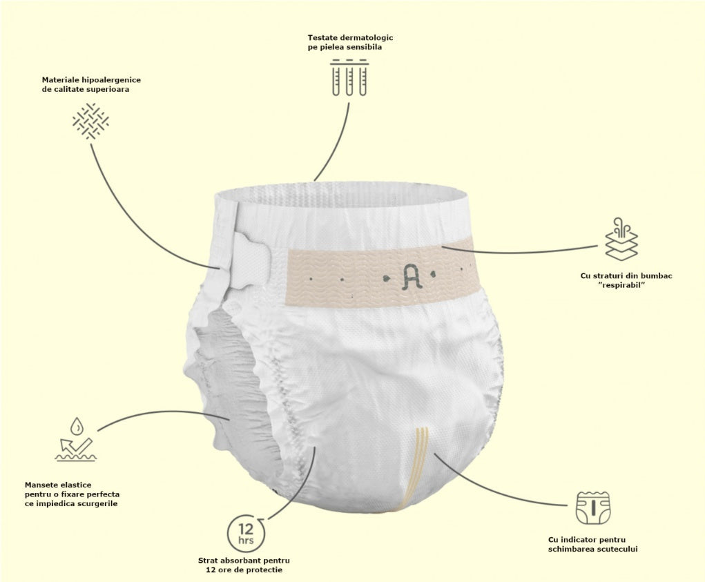 Scutece hipoalergenice Supreme Agnotis, marimea nr. 4, 9-14 kg, 42 bucati