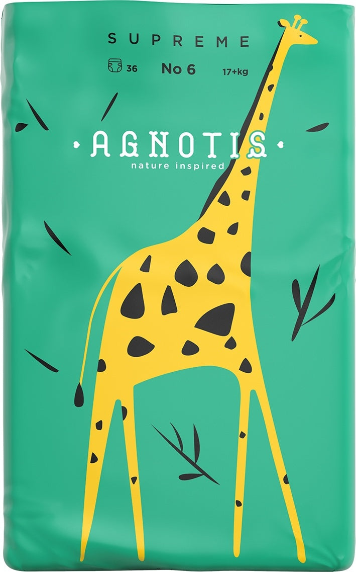 Scutece hipoalergenice Supreme Agnotis, marimea nr. 6, 17+ kg, 36 bucati