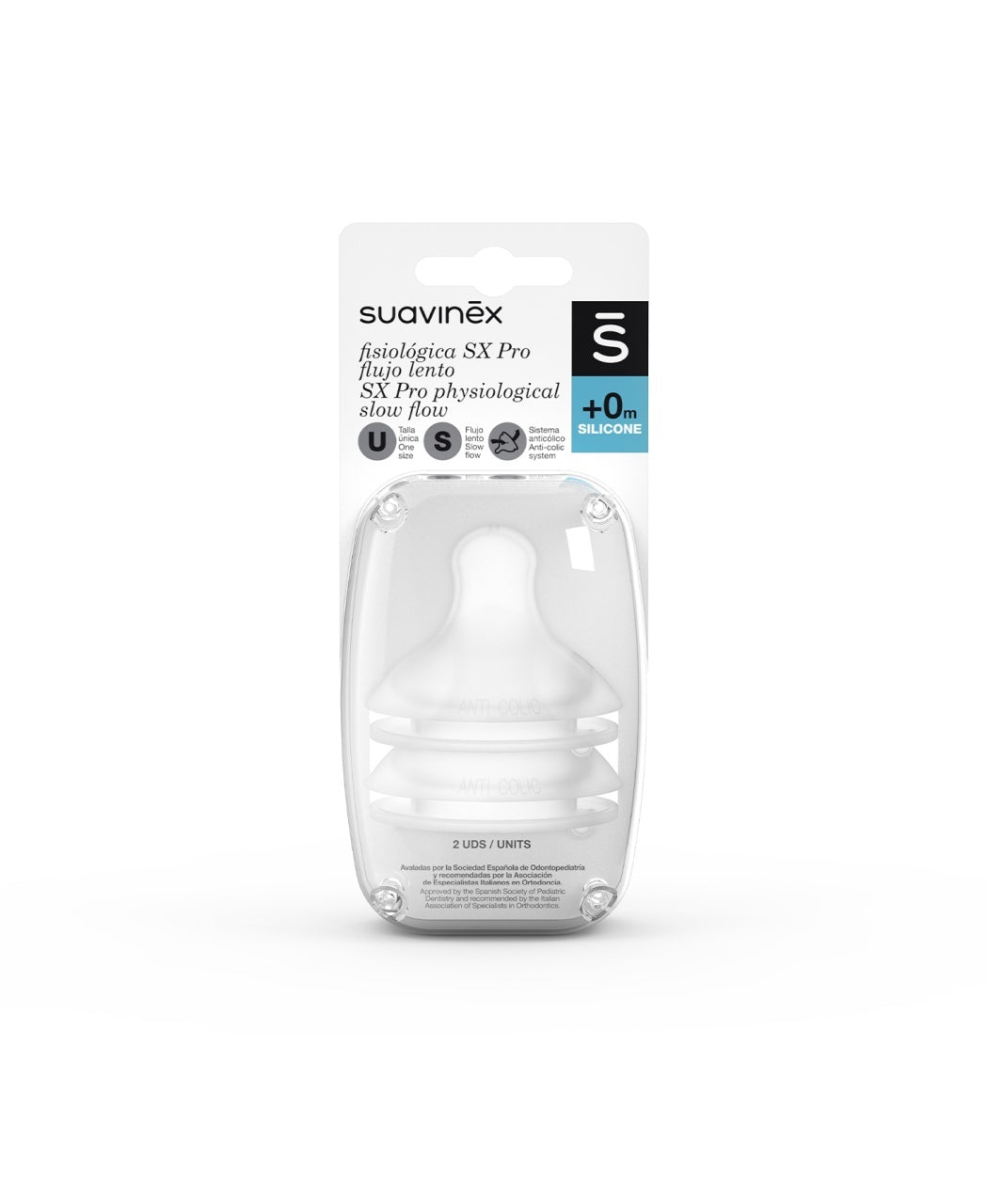 Set 2 tetine SX PRO, debit lent, +0 luni, Suavinex