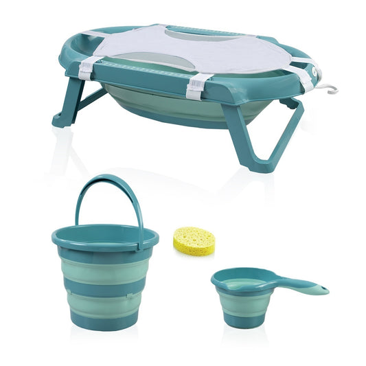 Set cadita pliabila de baie Babyjem, 5 piese, turcoaz