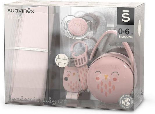 Set cadou BONHOMIA 4 piese, roz, Suavinex