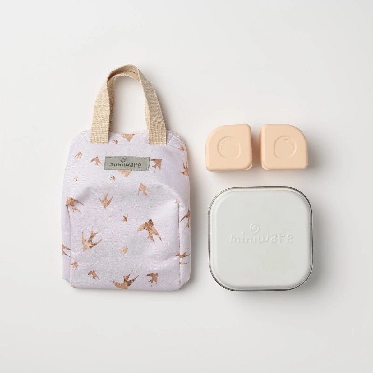 Set geanta termoizolanta Mealtote cu cutie Grow bento, Miniware Ready Go! Bento, 4 piese, Golden Swallow
