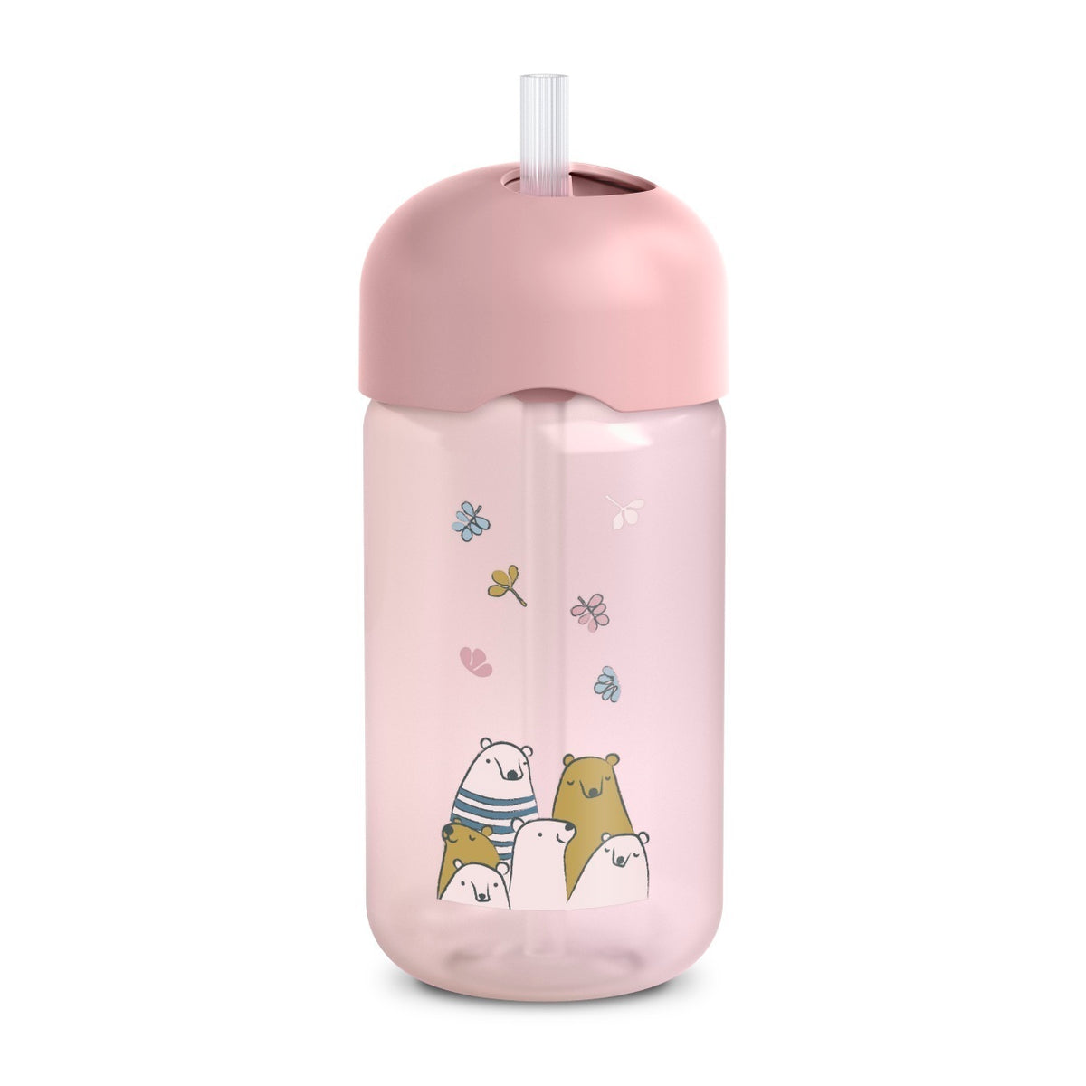 Sticlă de apă fără picurare, Bears, 340 ml, roz, Suavinex