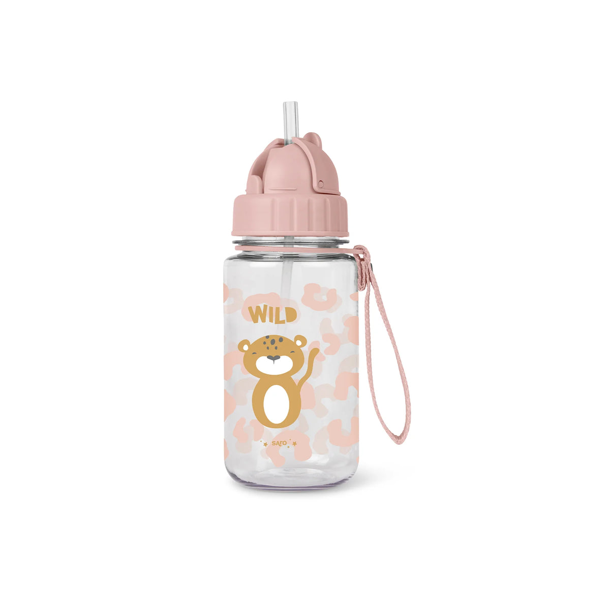 Sticla de Apa pentru Copii Saro Born to be wild 400 ml, cu Pai Silicon Retractabil Anti-Picurare, din Tritan, Fara BPA
