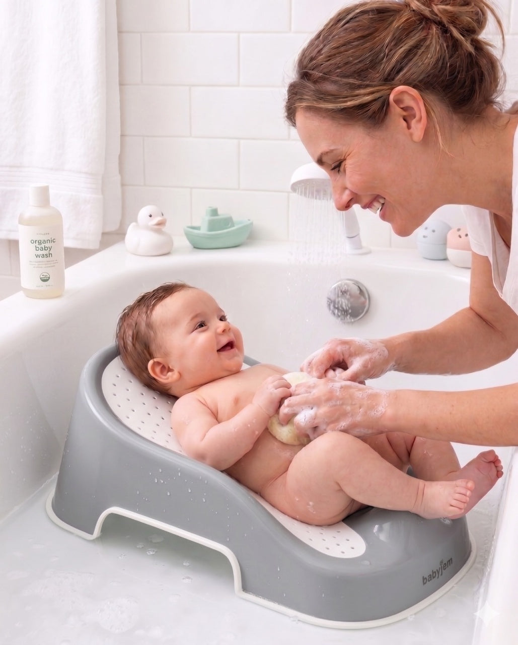 Suport pentru baie Soft Touch BabyJem, Gri
