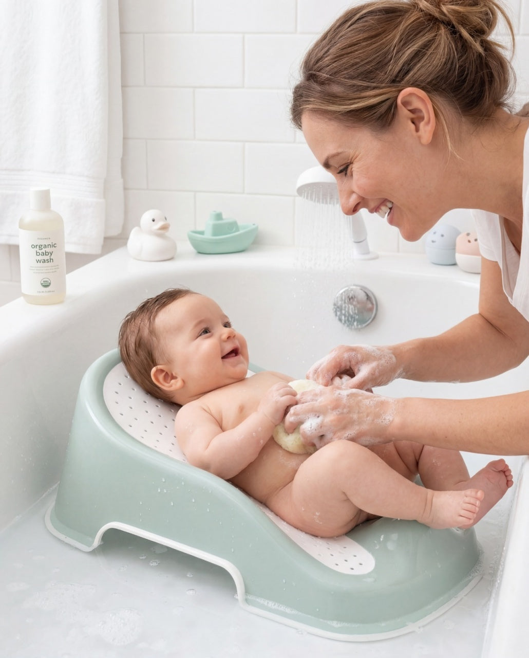 Suport pentru baie Soft Touch BabyJem, Verde