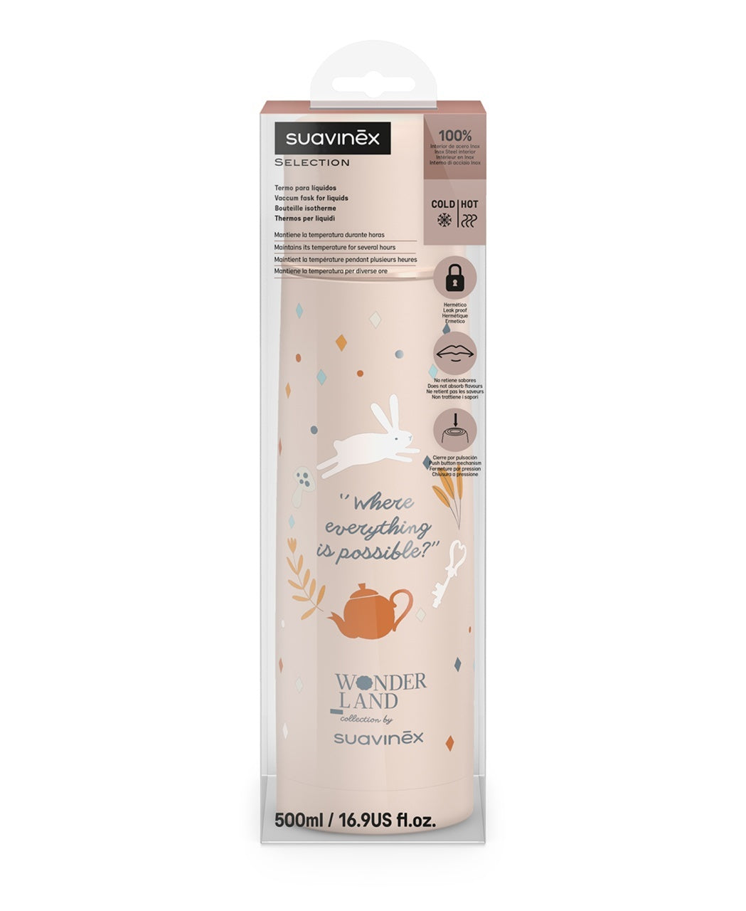 Termos pentru lichide Wonder, 500 ml, roz, Suavinex