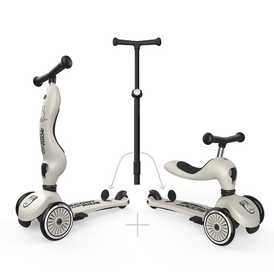 Trotineta copii 3in1 premium Scoot  Ride HighwayKick 1 Push and Go Miffy, cu E ezut E i maner pentru parinte, sistem anti-rasturnare, 1,  5 ani (max. 50 kg)