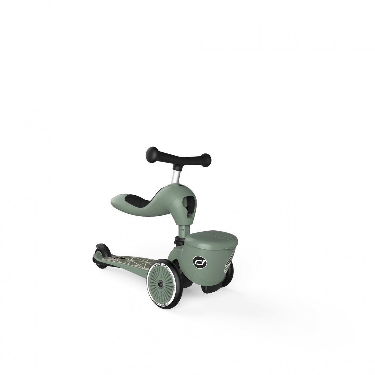 Trotineta copii cu sezut, suport jucarie, transformabila 2in1, HighwayKick 1 Lifestyle Greenlines, 1-5 ani, pana la 50 kg, Scoot  Ride