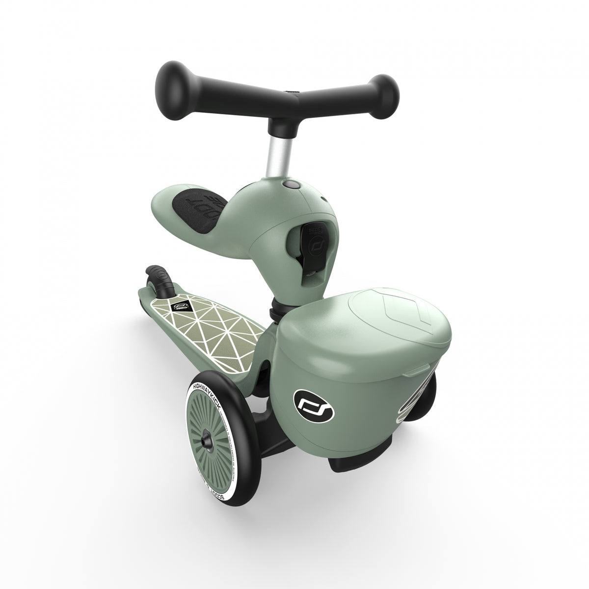 Trotineta copii cu sezut, suport jucarie, transformabila 2in1, HighwayKick 1 Lifestyle Greenlines, 1-5 ani, pana la 50 kg, Scoot  Ride