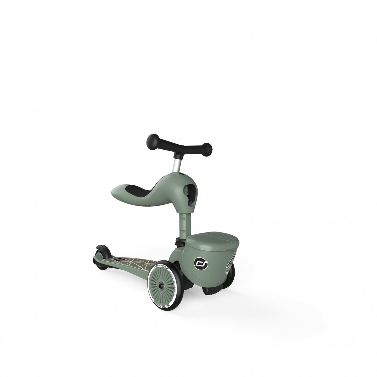 Trotineta copii cu sezut, suport jucarie, transformabila 2in1, HighwayKick 1 Lifestyle Greenlines, 1-5 ani, pana la 50 kg, Scoot  Ride