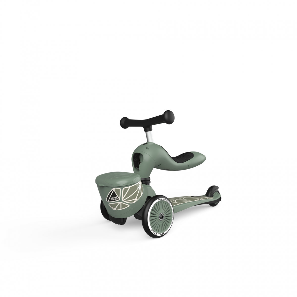 Trotineta copii cu sezut, suport jucarie, transformabila 2in1, HighwayKick 1 Lifestyle Greenlines, 1-5 ani, pana la 50 kg, Scoot  Ride