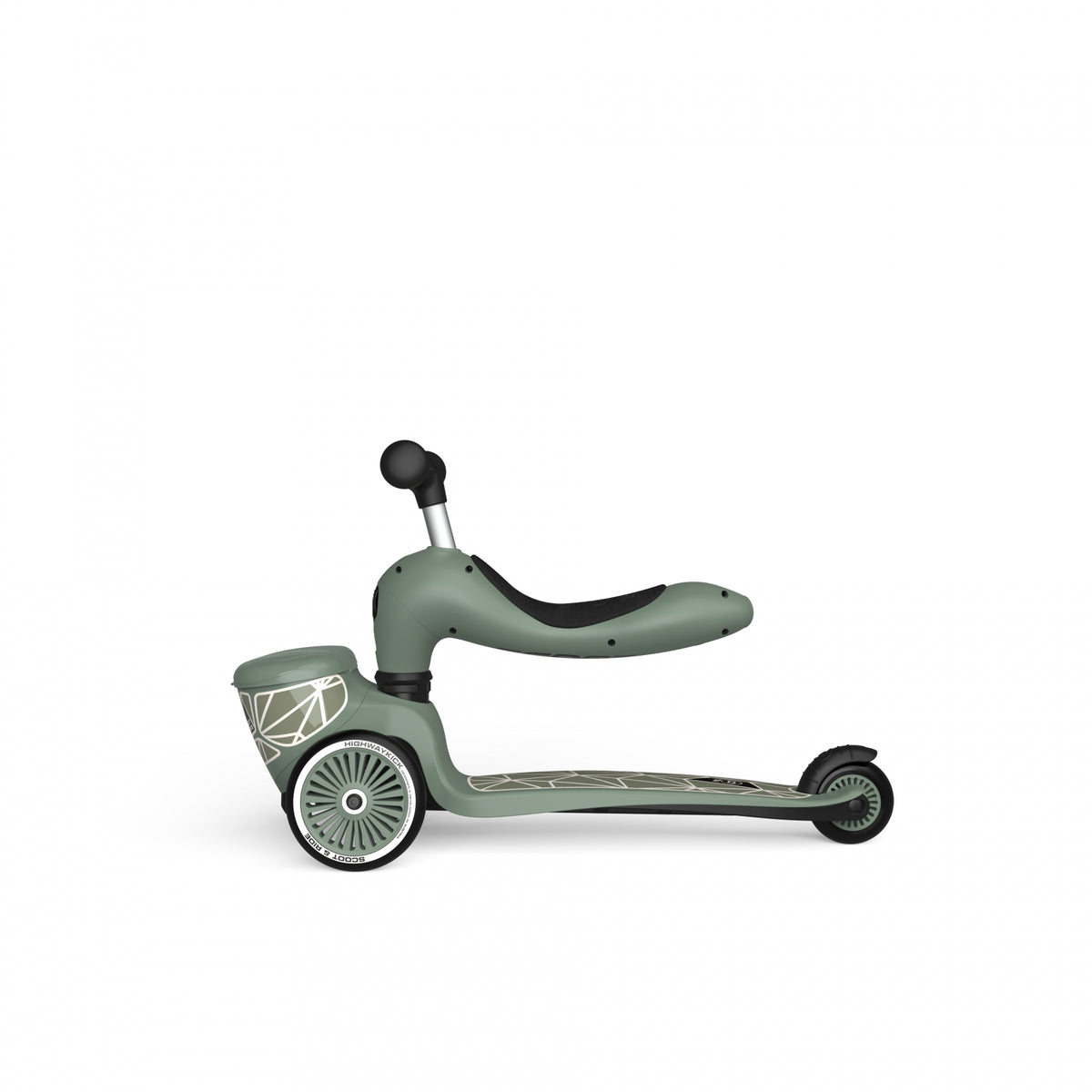Trotineta copii cu sezut, suport jucarie, transformabila 2in1, HighwayKick 1 Lifestyle Greenlines, 1-5 ani, pana la 50 kg, Scoot  Ride