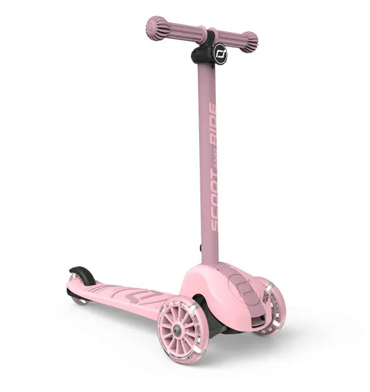 Trotineta copii pliabila, reglabila, roti luminoase, Highwaykick 3S Led Rose, 3+ ani, pana la 50 kg, Scoot  Ride