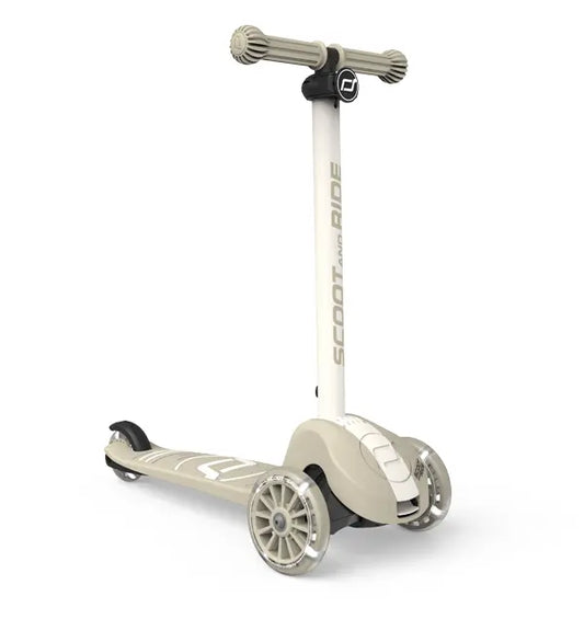 Trotineta copii pliabila, reglabila, roti luminoase, Highwaykick 3S Led Ash, 3+ ani, pana la 50 kg, Scoot  Ride